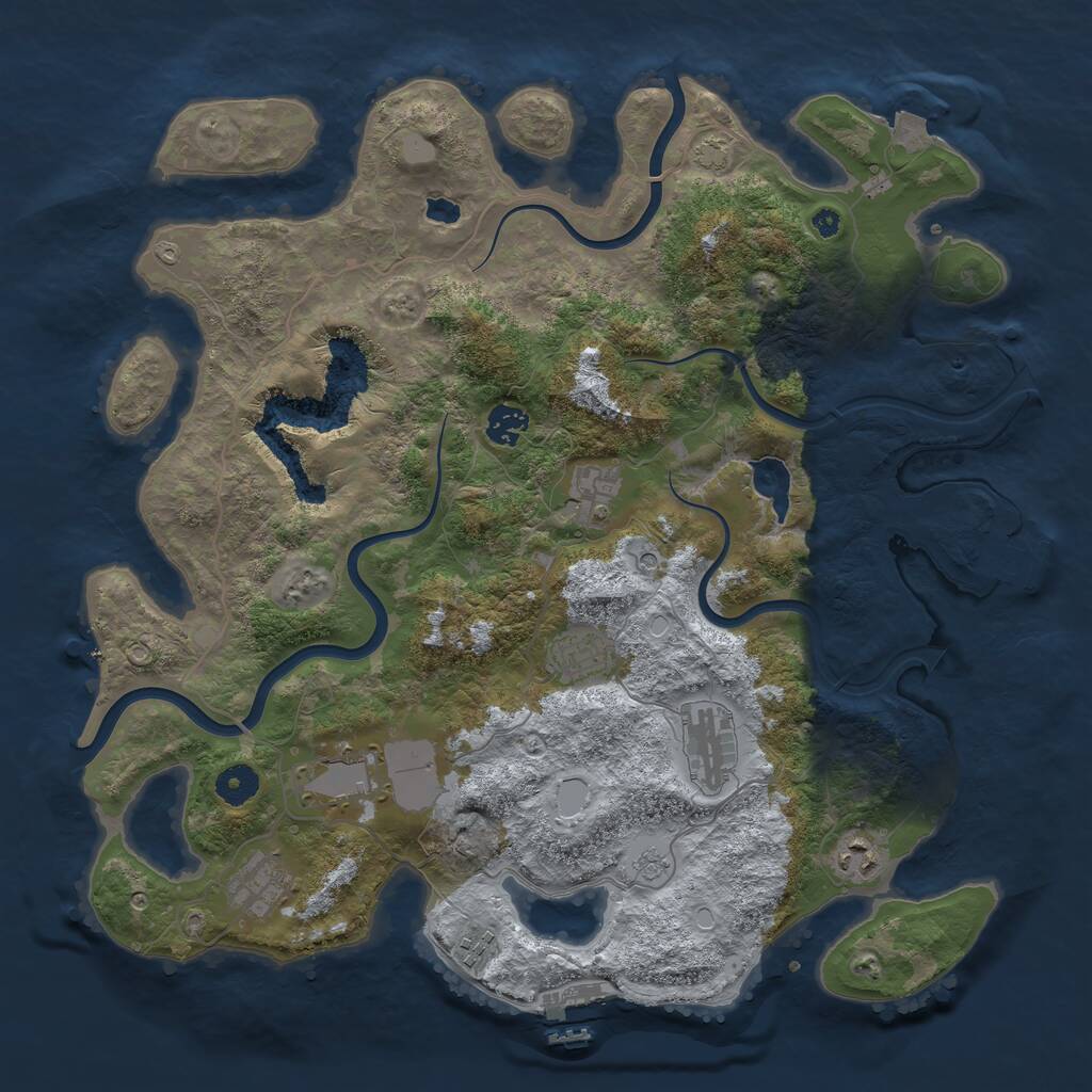 Rust Map: Procedural Map, Size: 4000, Seed: 1262099935, 14 Monuments