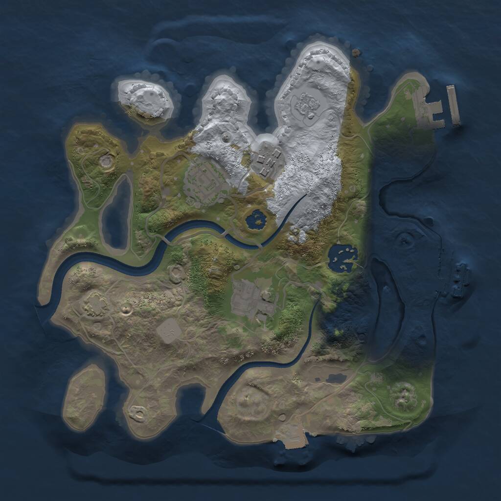 Rust Map: Procedural Map, Size: 2500, Seed: 77778, 9 Monuments