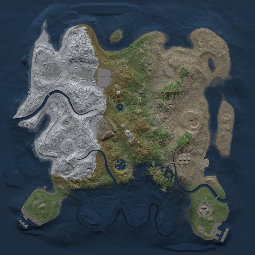 Rust Map: Procedural Map, Size: 3500, Seed: 217421945, 14 Monuments