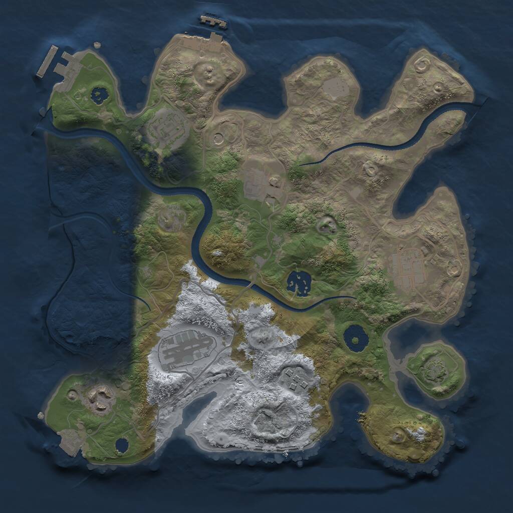 Rust Map: Procedural Map, Size: 3000, Seed: 18328, 12 Monuments