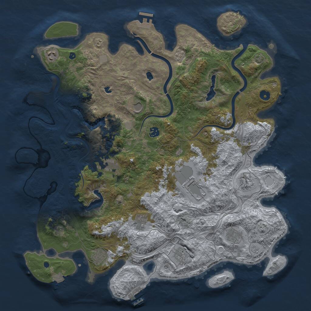 Rust Map: Procedural Map, Size: 4500, Seed: 85633996, 17 Monuments