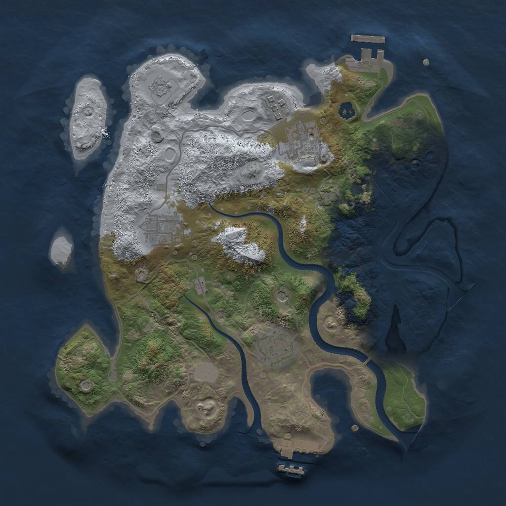 Rust Map: Procedural Map, Size: 3000, Seed: 1003057005, 10 Monuments
