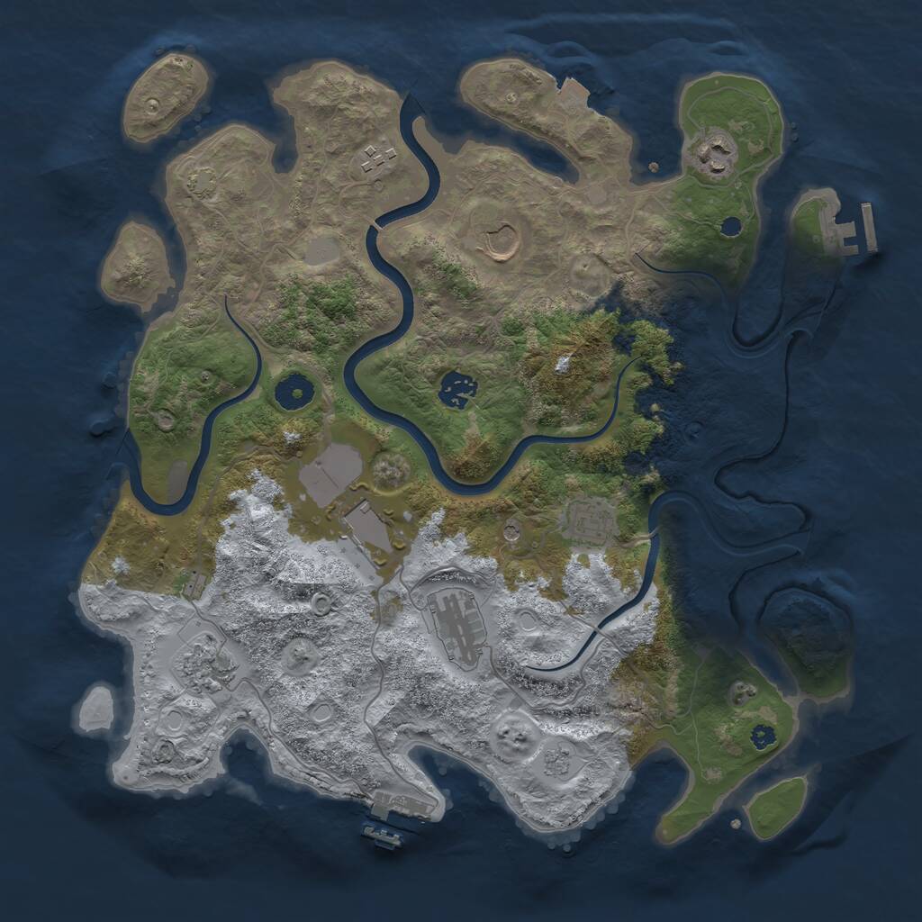 Rust Map: Procedural Map, Size: 3750, Seed: 1888902463, 14 Monuments