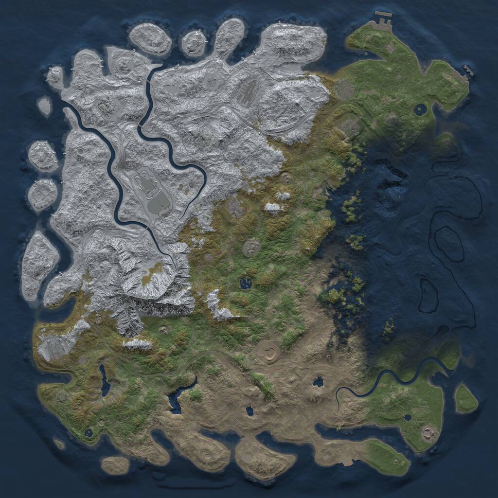 Rust Map: Procedural Map, Size: 6000, Seed: 752347532, 17 Monuments