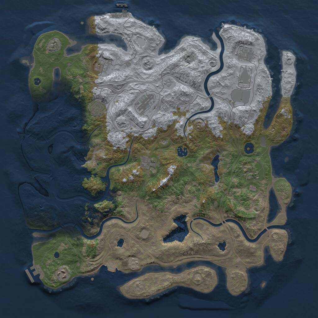 Rust Map: Procedural Map, Size: 4500, Seed: 1010101010, 16 Monuments