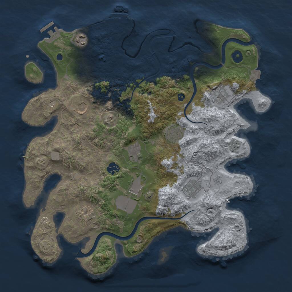 Rust Map: Procedural Map, Size: 3750, Seed: 1601792757, 16 Monuments