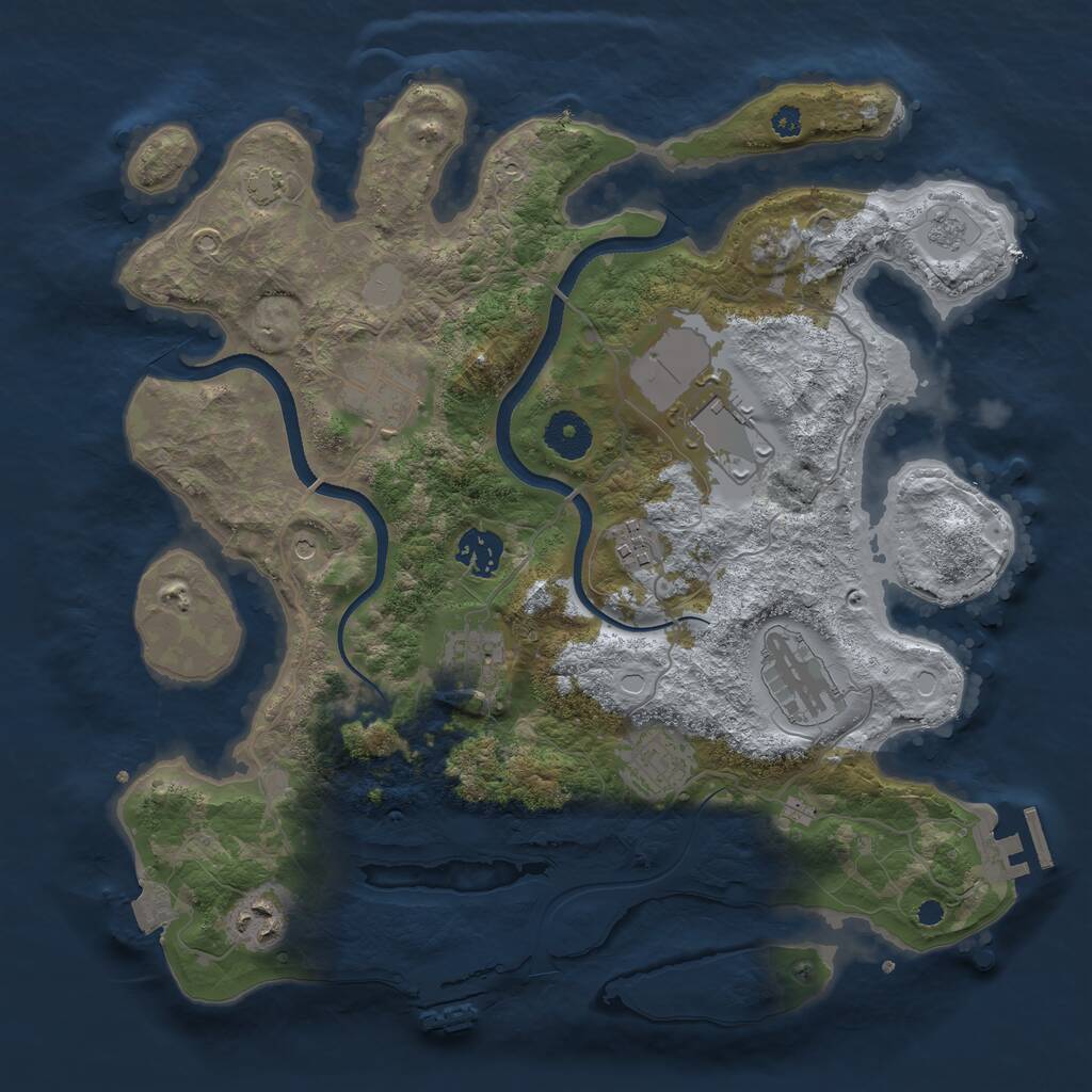 Rust Map: Procedural Map, Size: 3500, Seed: 1063601969, 14 Monuments