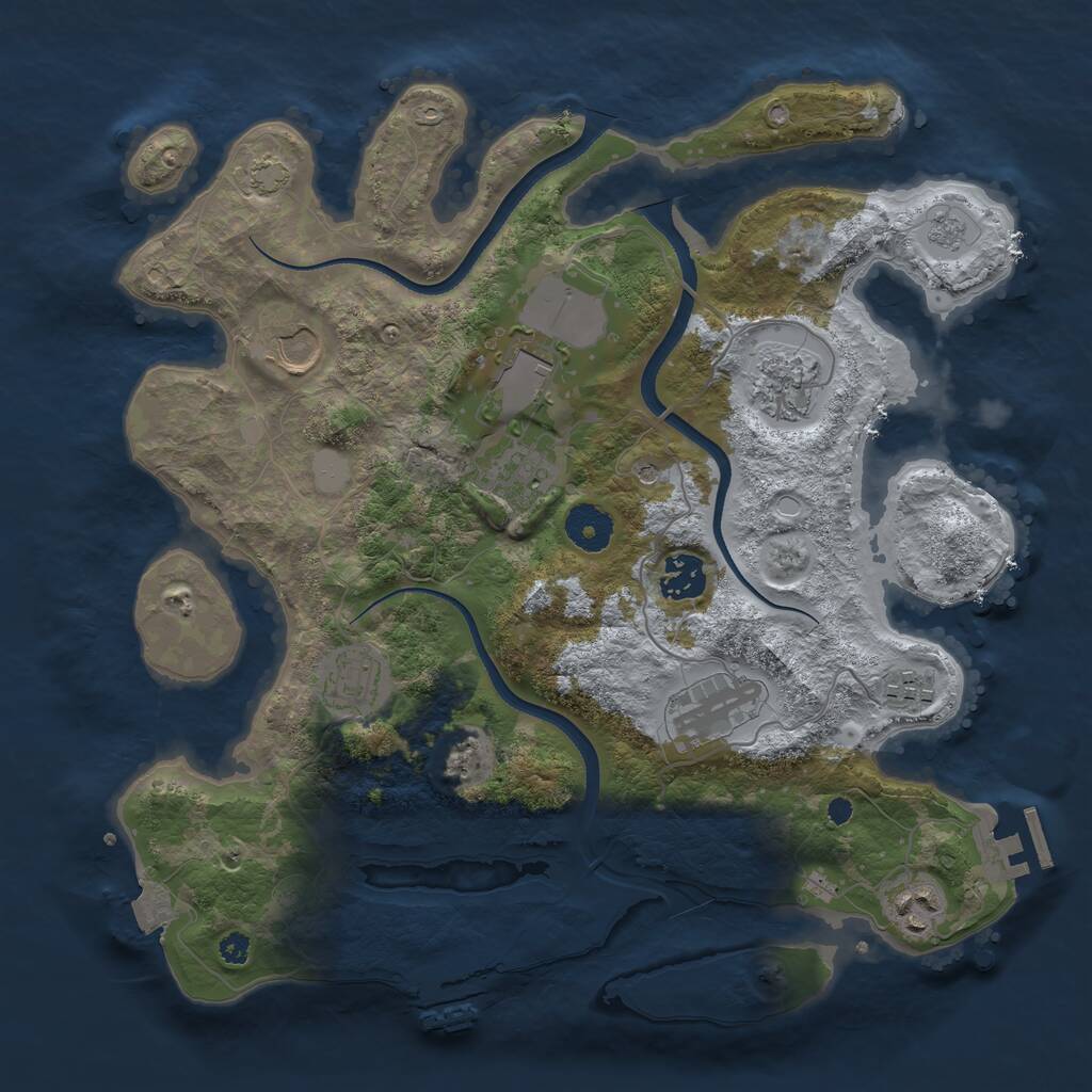 Rust Map: Procedural Map, Size: 3500, Seed: 1063601969, 15 Monuments