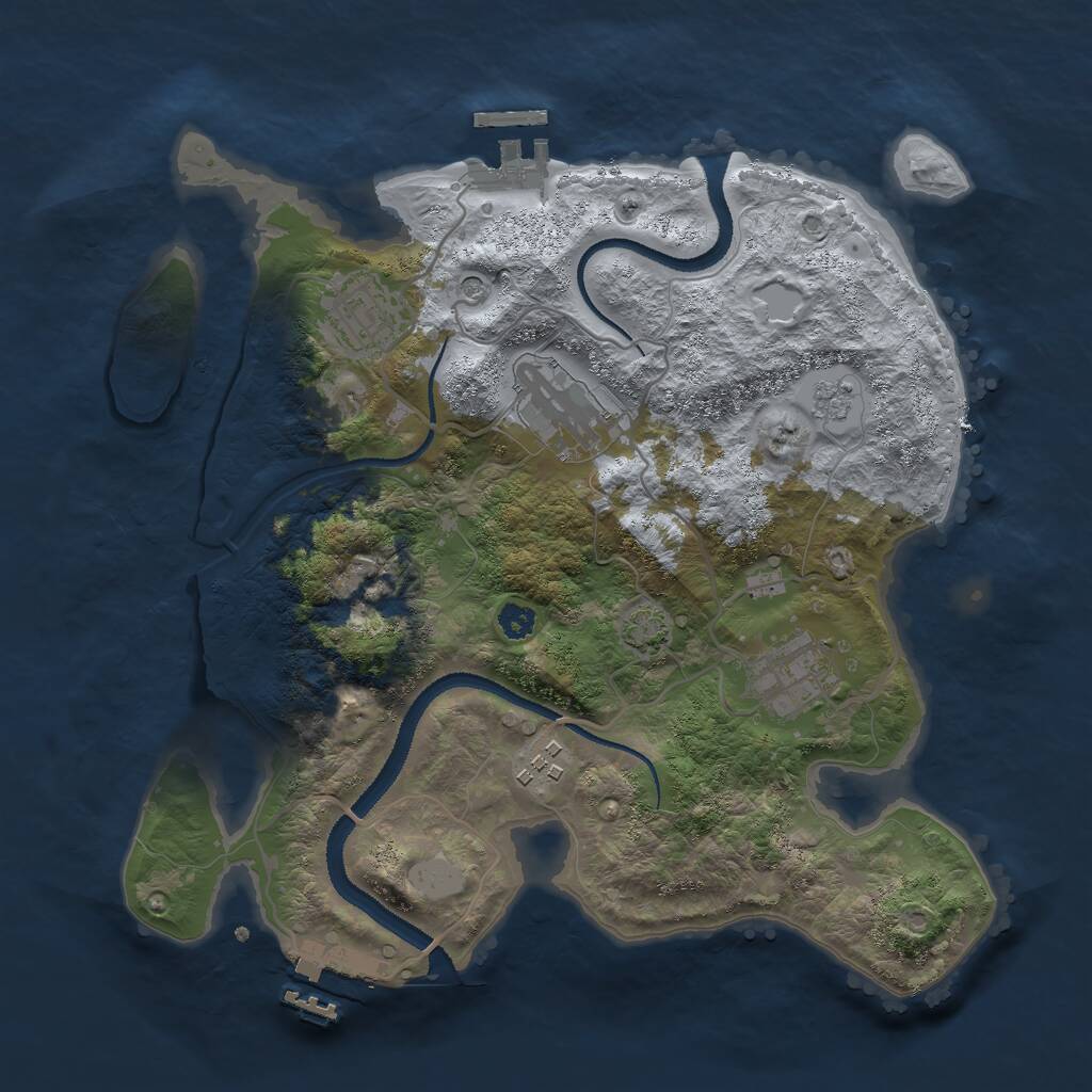 Rust Map: Procedural Map, Size: 3000, Seed: 49876, 10 Monuments