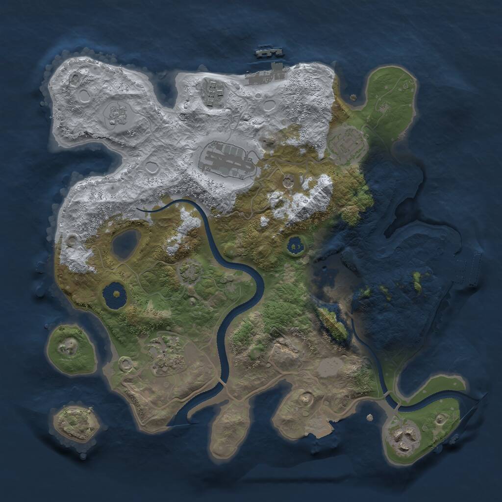Rust Map: Procedural Map, Size: 3000, Seed: 1338551145, 12 Monuments