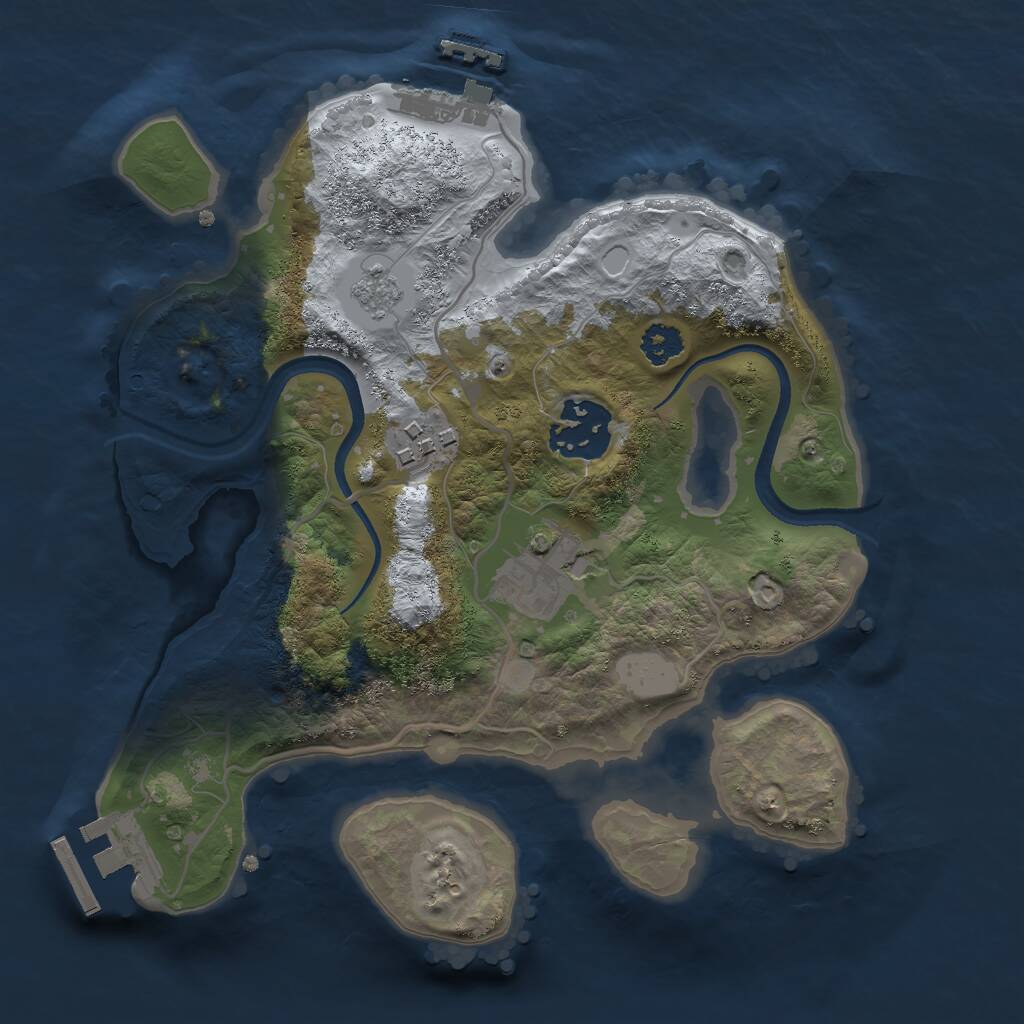 Rust Map: Procedural Map, Size: 2500, Seed: 1102928903, 7 Monuments