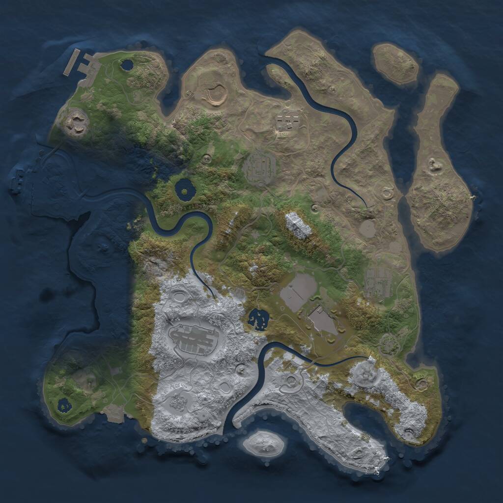 Rust Map: Procedural Map, Size: 3500, Seed: 2275, 14 Monuments