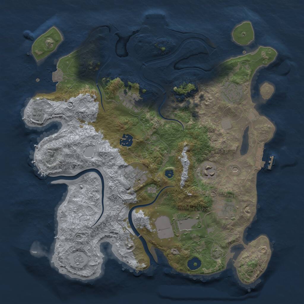 Rust Map: Procedural Map, Size: 3500, Seed: 625491300, 14 Monuments