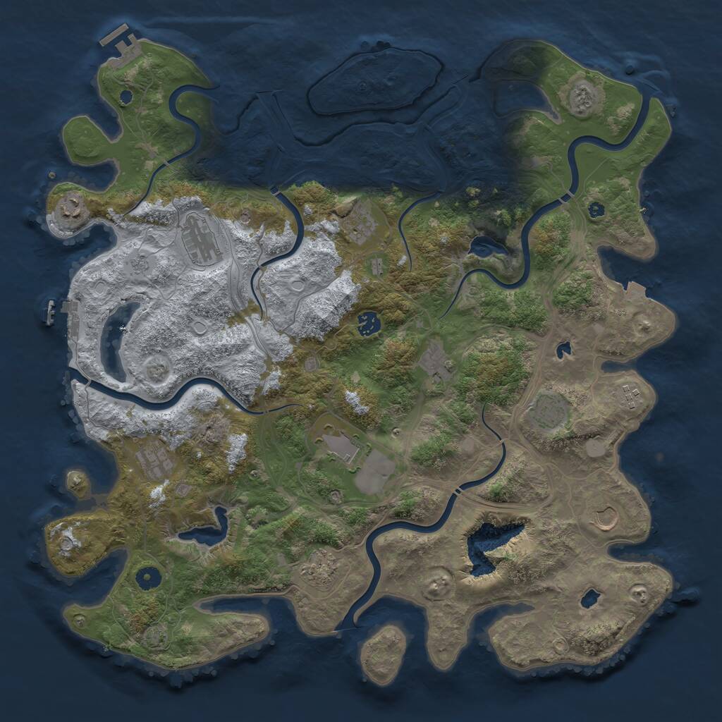 Rust Map: Procedural Map, Size: 4500, Seed: 410477306, 17 Monuments
