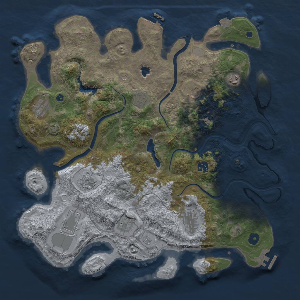 Rust Map: Procedural Map, Size: 4000, Seed: 947884479, 16 Monuments
