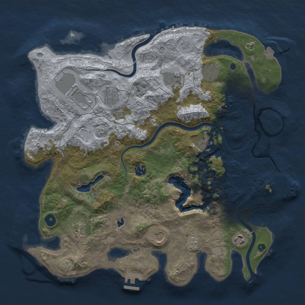 Rust Map: Procedural Map, Size: 4000, Seed: 1722723601, 16 Monuments