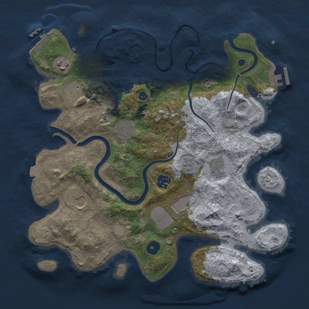 Rust Map: Procedural Map, Size: 3500, Seed: 2068668206, 14 Monuments