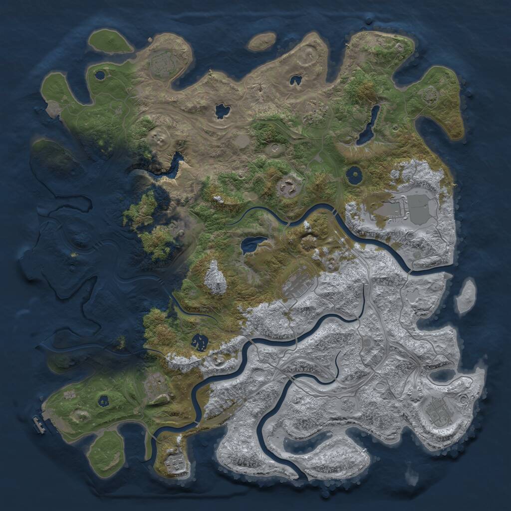 Rust Map: Procedural Map, Size: 4500, Seed: 724374960, 16 Monuments