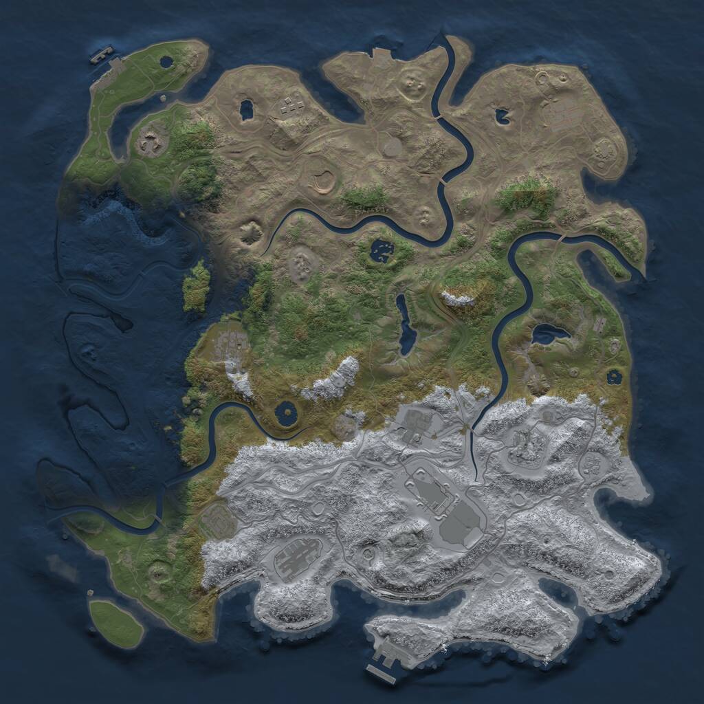 Rust Map: Procedural Map, Size: 4500, Seed: 244428406, 17 Monuments