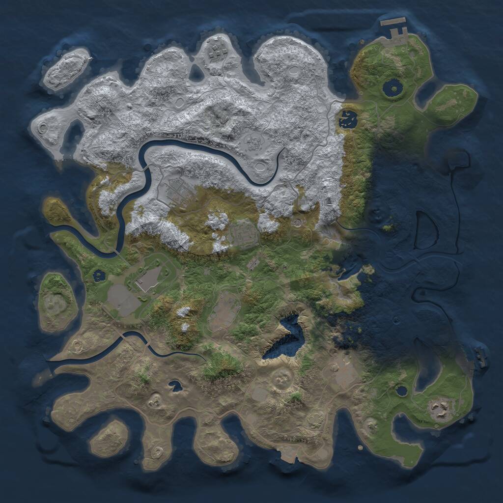 Rust Map: Procedural Map, Size: 4000, Seed: 1150365466, 14 Monuments
