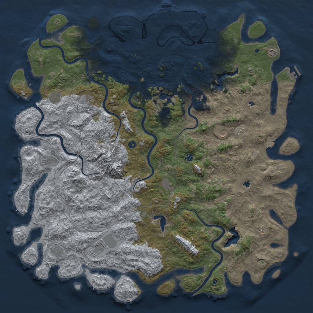 Rust Map: Procedural Map, Size: 6000, Seed: 37345678, 17 Monuments