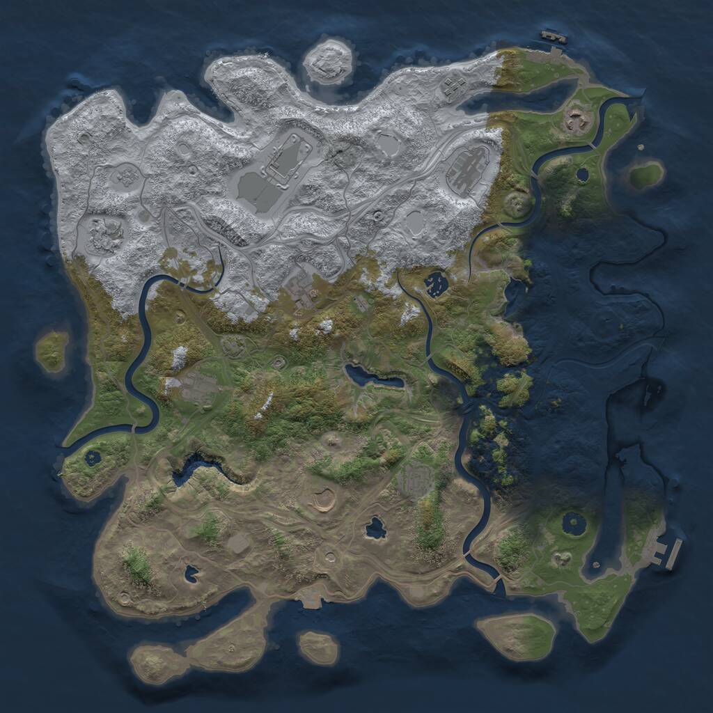 Rust Map: Procedural Map, Size: 4500, Seed: 654332, 16 Monuments