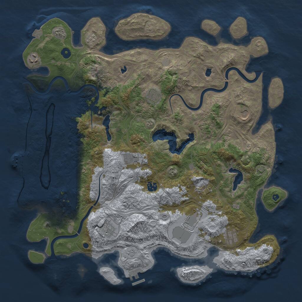 Rust Map: Procedural Map, Size: 4500, Seed: 681466660, 16 Monuments