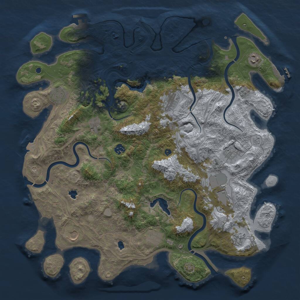 Rust Map: Procedural Map, Size: 4500, Seed: 236935666, 17 Monuments