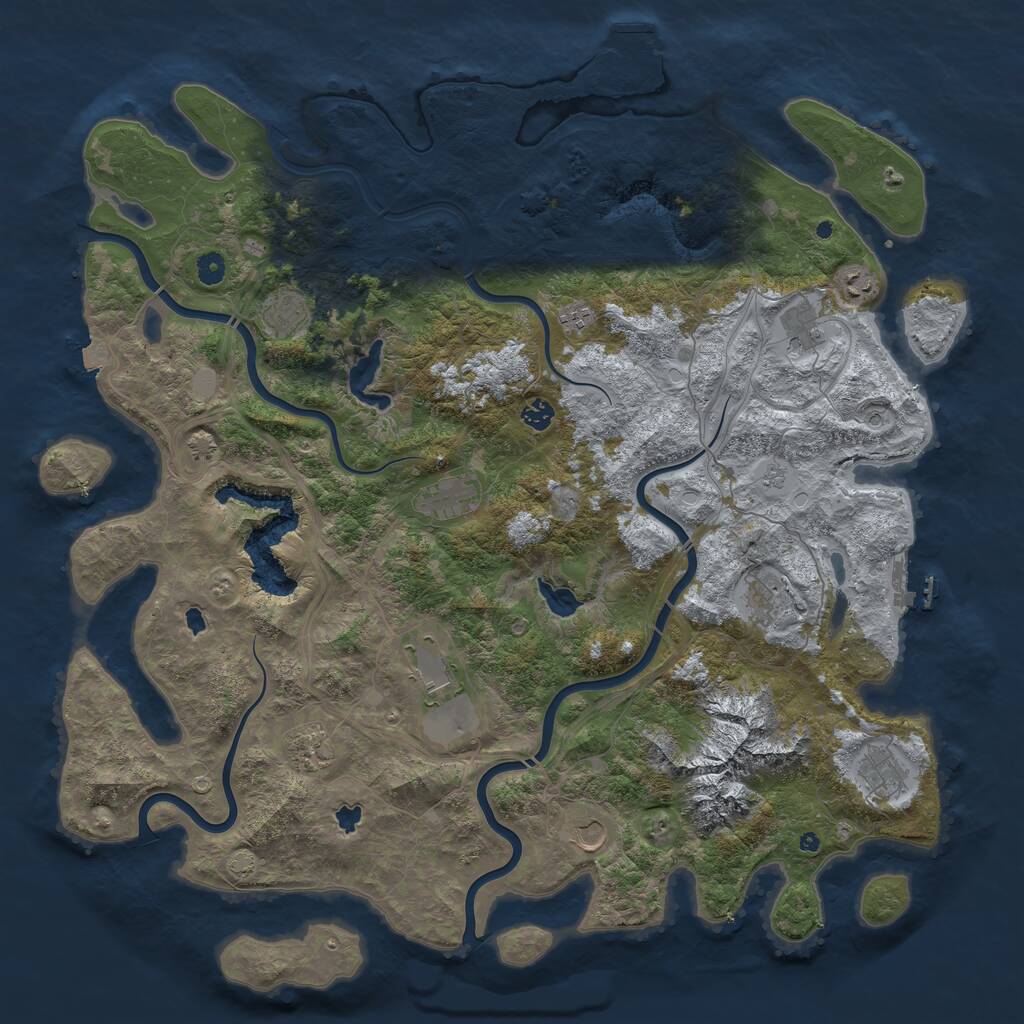 Rust Map: Procedural Map, Size: 5000, Seed: 775202764, 17 Monuments