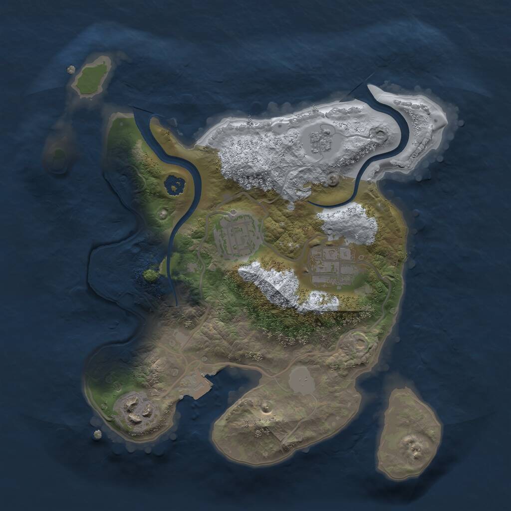 Rust Map: Procedural Map, Size: 2500, Seed: 504122025, 5 Monuments