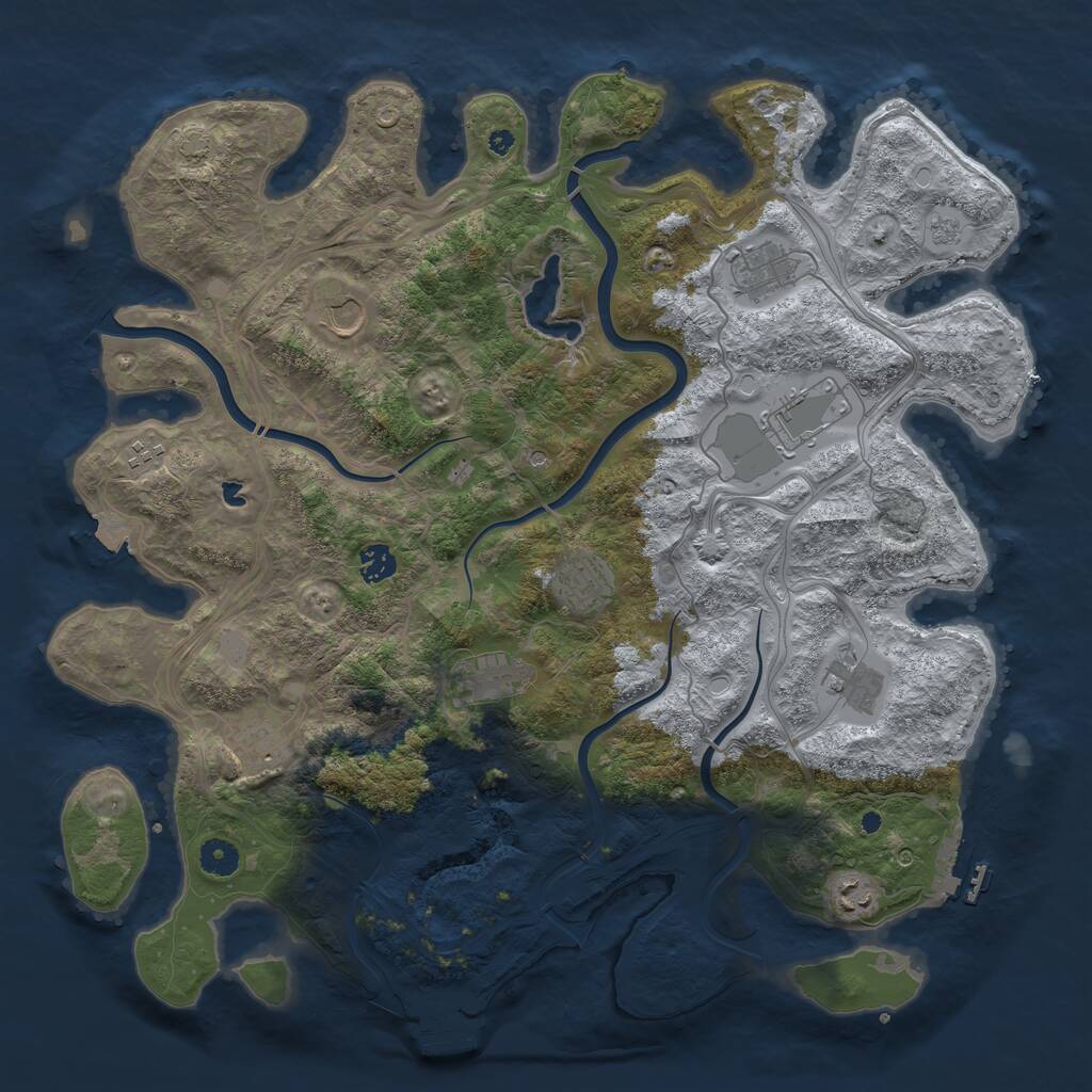 Rust Map: Procedural Map, Size: 4300, Seed: 7691692, 16 Monuments
