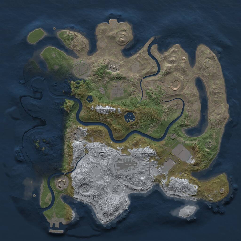 Rust Map: Procedural Map, Size: 3500, Seed: 1648707934, 14 Monuments