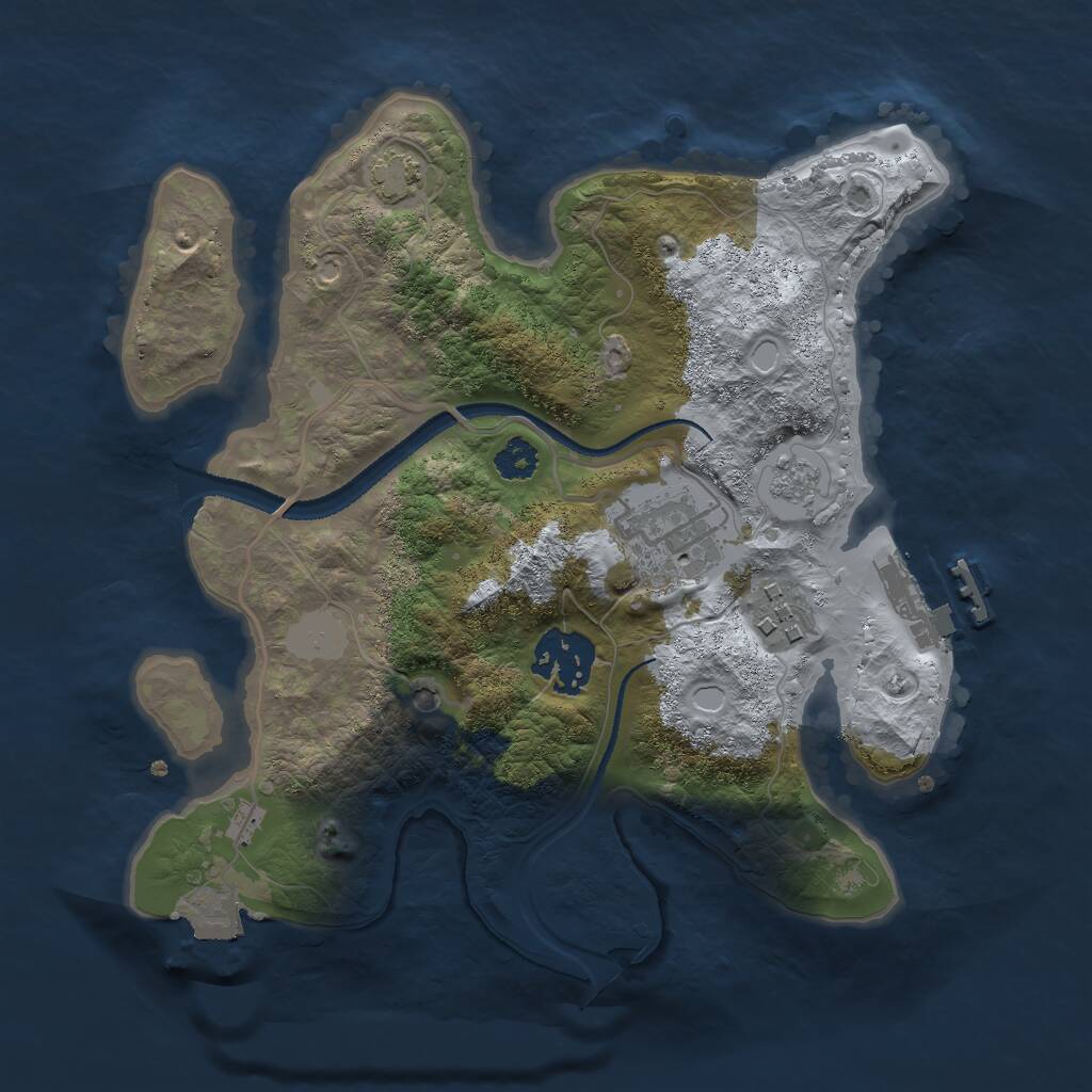 Rust Map: Procedural Map, Size: 2600, Seed: 2140572035, 8 Monuments