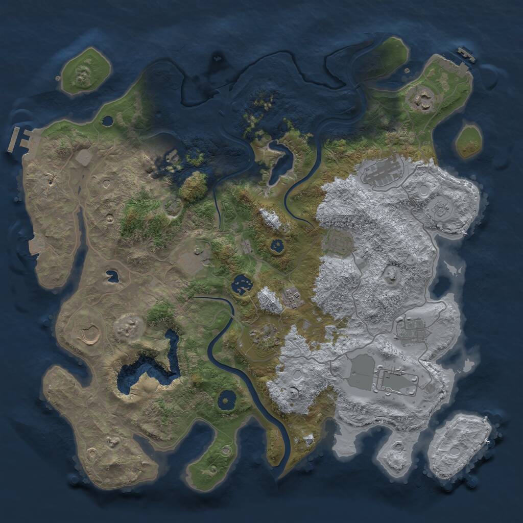 Rust Map: Procedural Map, Size: 4000, Seed: 675747465, 17 Monuments