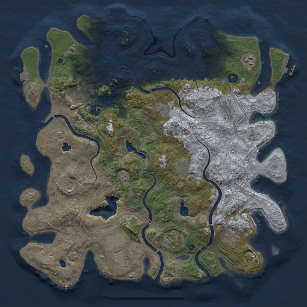 Rust Map: Procedural Map, Size: 4500, Seed: 275711380, 17 Monuments