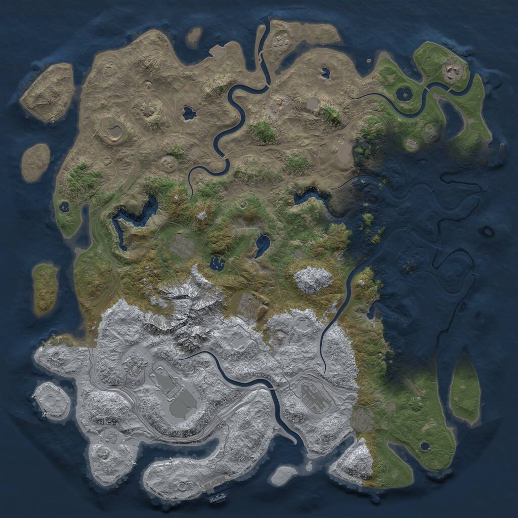 Rust Map: Procedural Map, Size: 5000, Seed: 1973060537, 17 Monuments