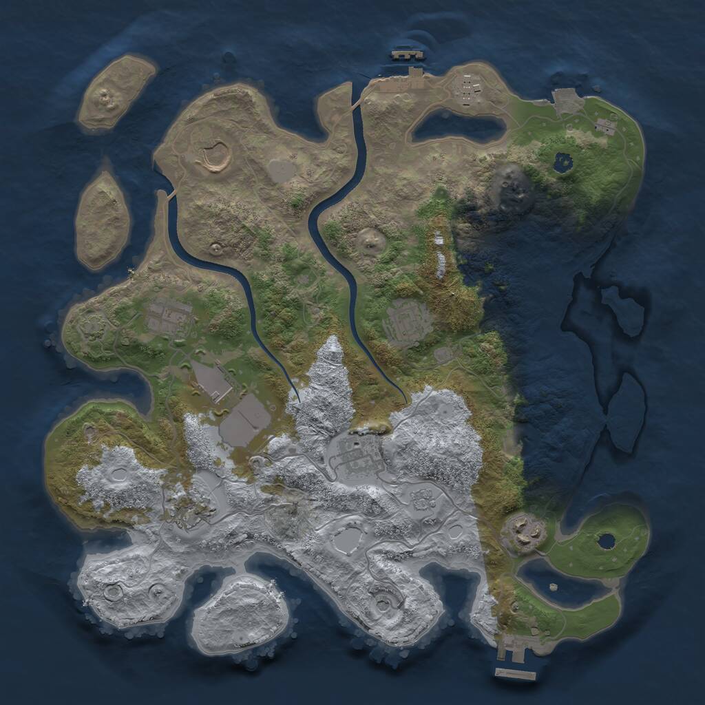 Rust Map: Procedural Map, Size: 3500, Seed: 1111158615, 14 Monuments
