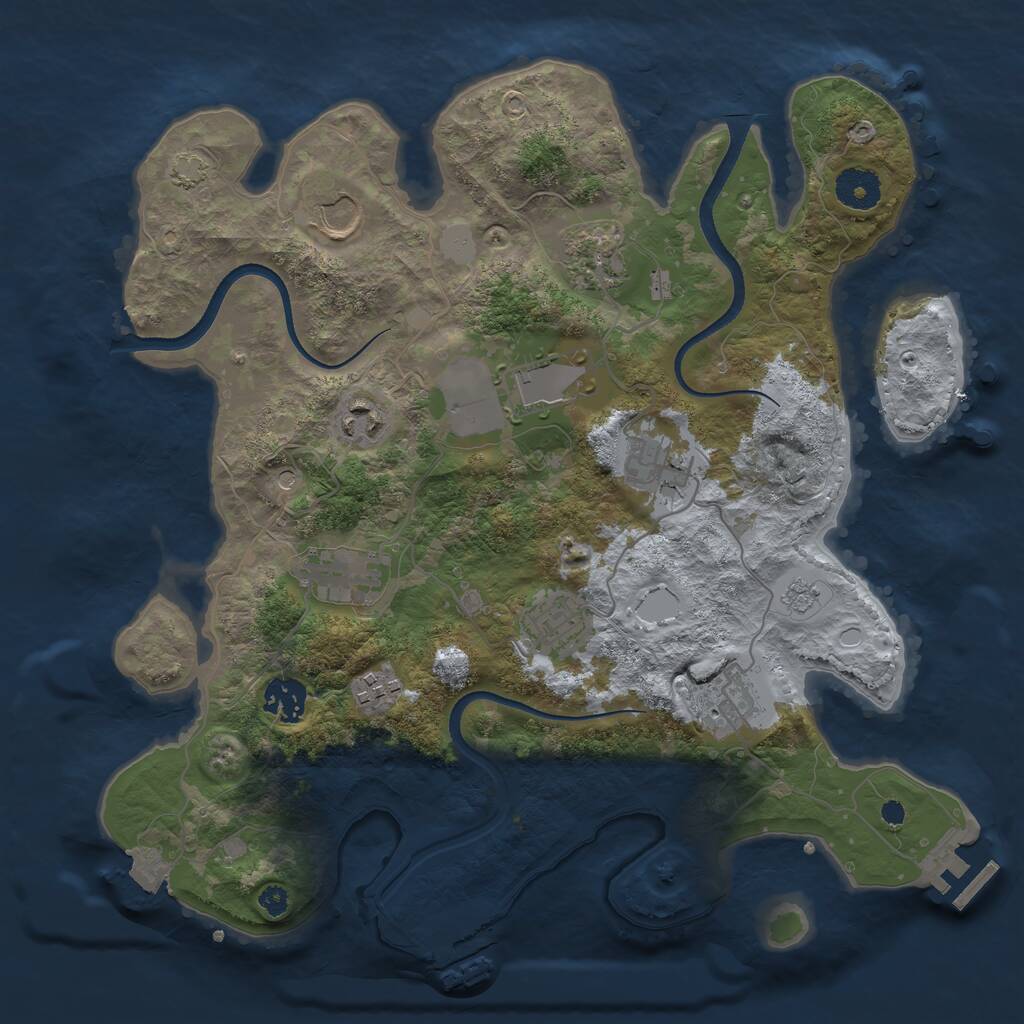 Rust Map: Procedural Map, Size: 3500, Seed: 1081598151, 16 Monuments