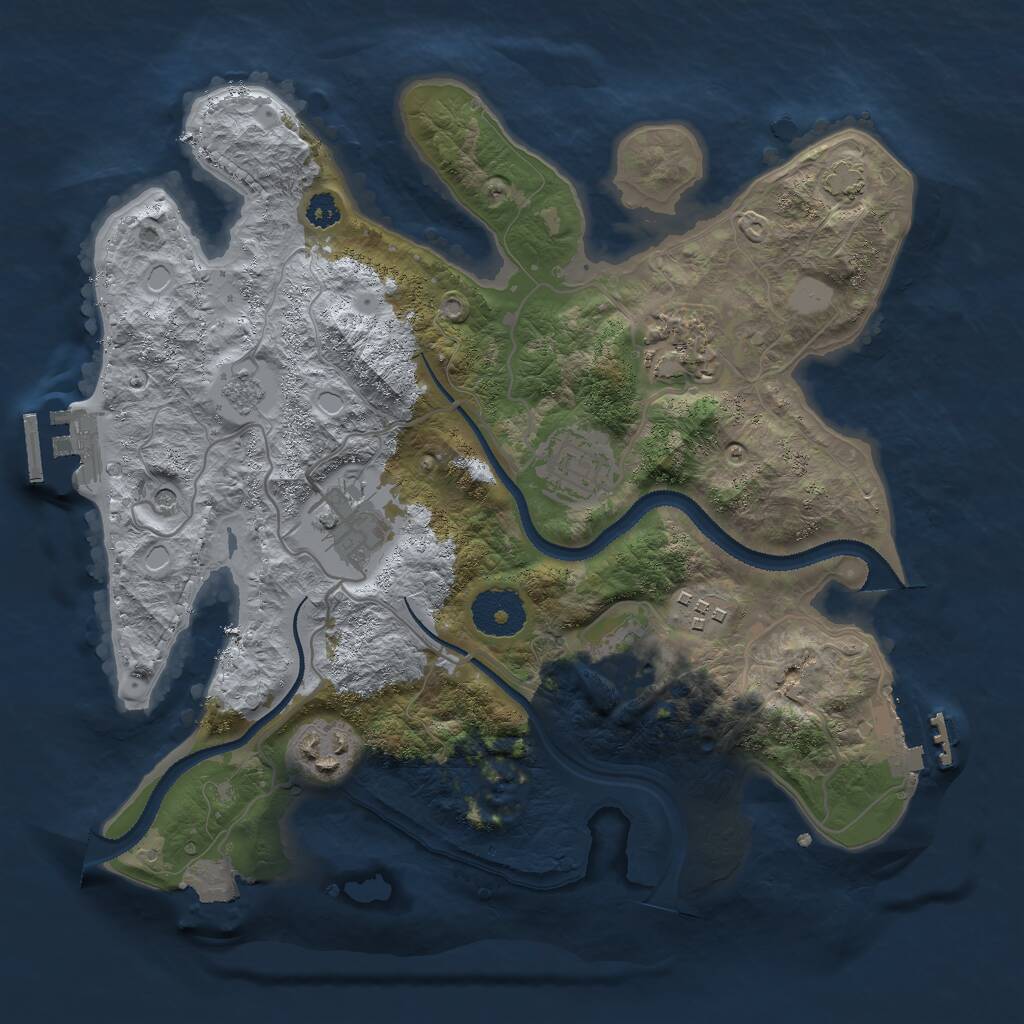 Rust Map: Procedural Map, Size: 3000, Seed: 44962, 12 Monuments