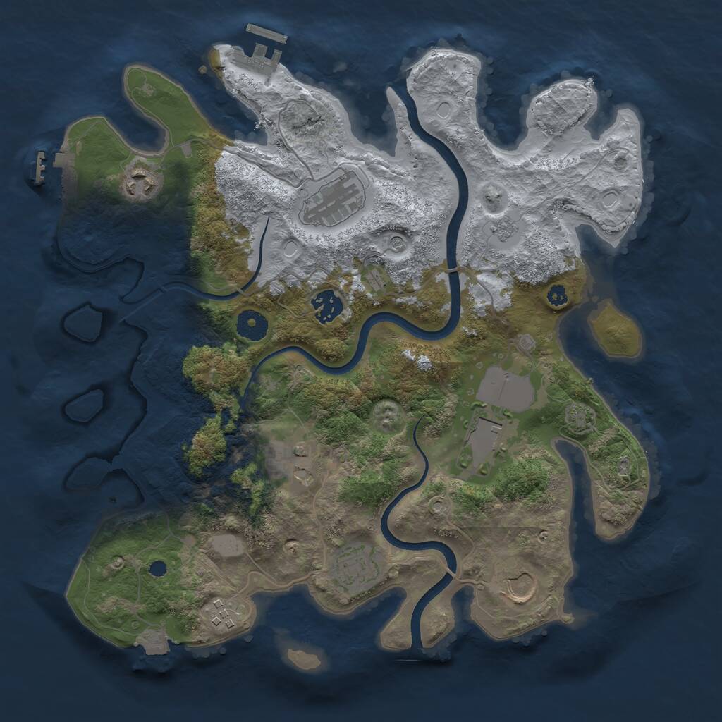 Rust Map: Procedural Map, Size: 3500, Seed: 834933153, 14 Monuments