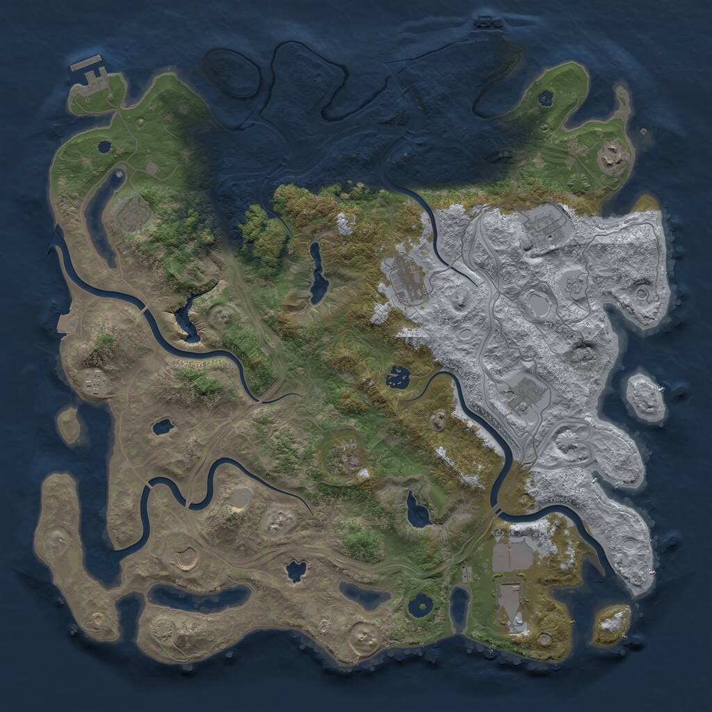 Rust Map: Procedural Map, Size: 4500, Seed: 484074405, 16 Monuments