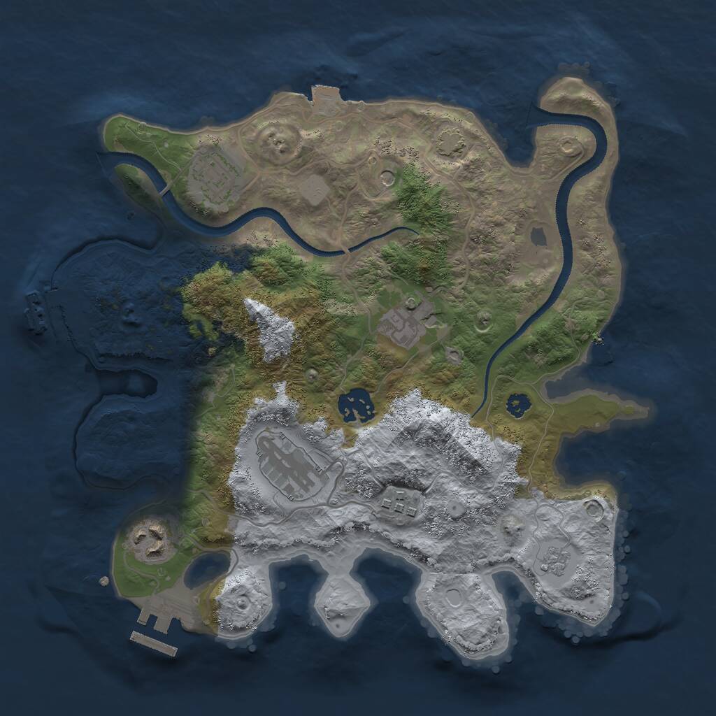 Rust Map: Procedural Map, Size: 3000, Seed: 16457, 12 Monuments