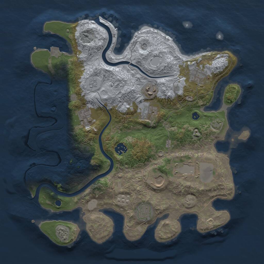 Rust Map: Procedural Map, Size: 3500, Seed: 1603920408, 13 Monuments