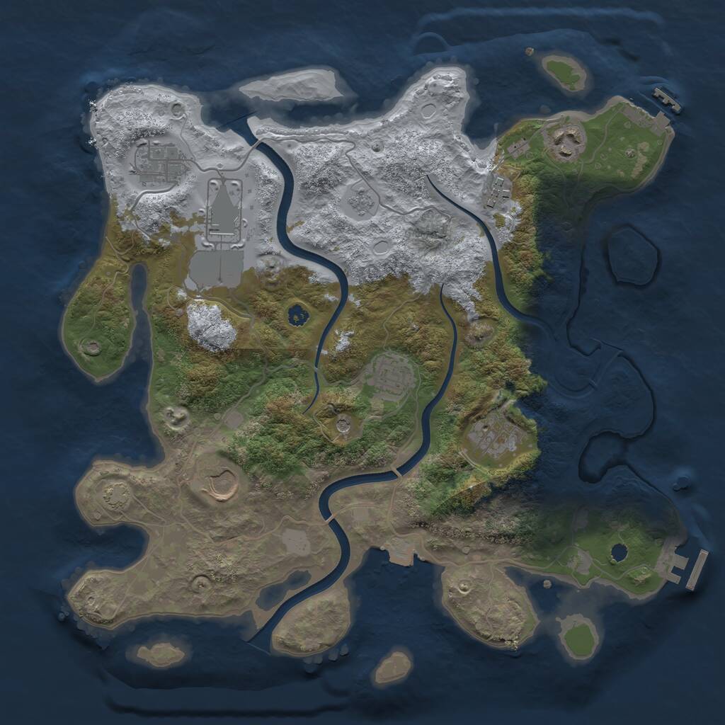 Rust Map: Procedural Map, Size: 3500, Seed: 1803445354, 13 Monuments