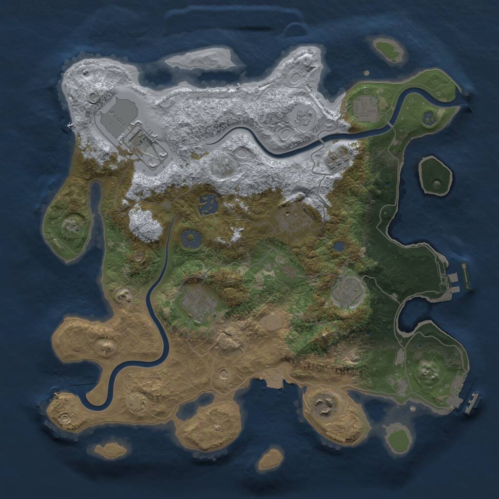 Rust Map: Procedural Map, Size: 3500, Seed: 1803445354, 15 Monuments