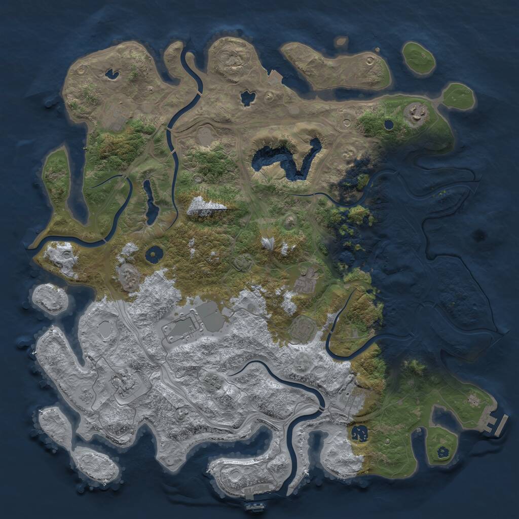 Rust Map: Procedural Map, Size: 4500, Seed: 1229121350, 15 Monuments