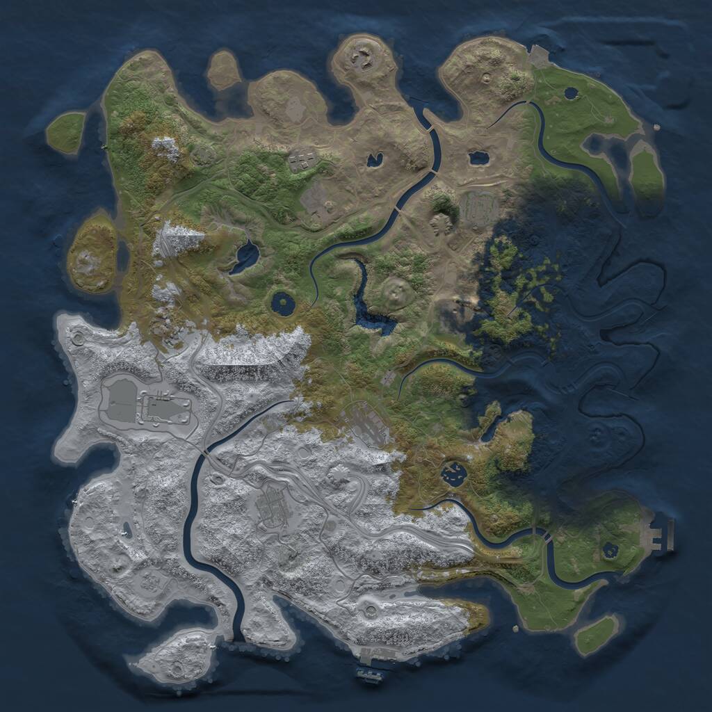 Rust Map: Procedural Map, Size: 4500, Seed: 822823430, 16 Monuments