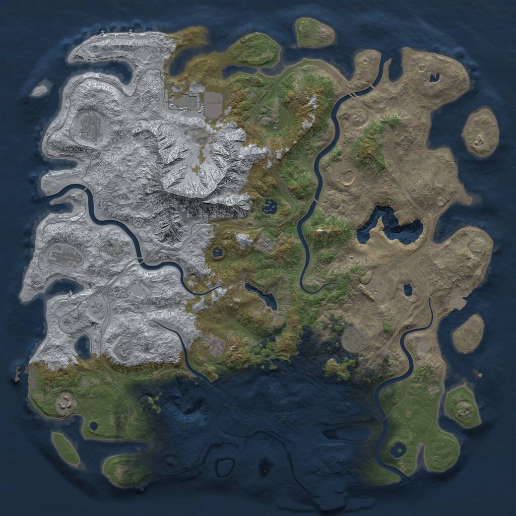 Rust Map: Procedural Map, Size: 5000, Seed: 2095274776, 17 Monuments