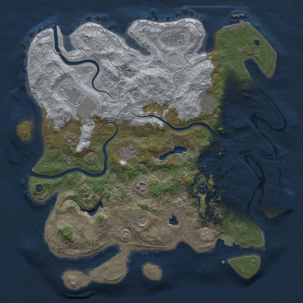 Rust Map: Procedural Map, Size: 4000, Seed: 654332, 15 Monuments