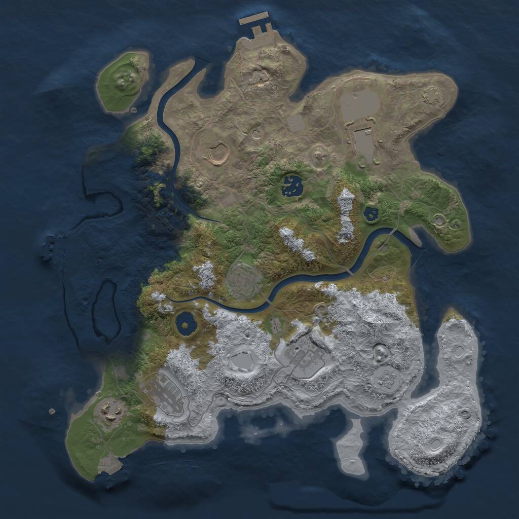 Rust Map: Procedural Map, Size: 3500, Seed: 1647180047, 14 Monuments